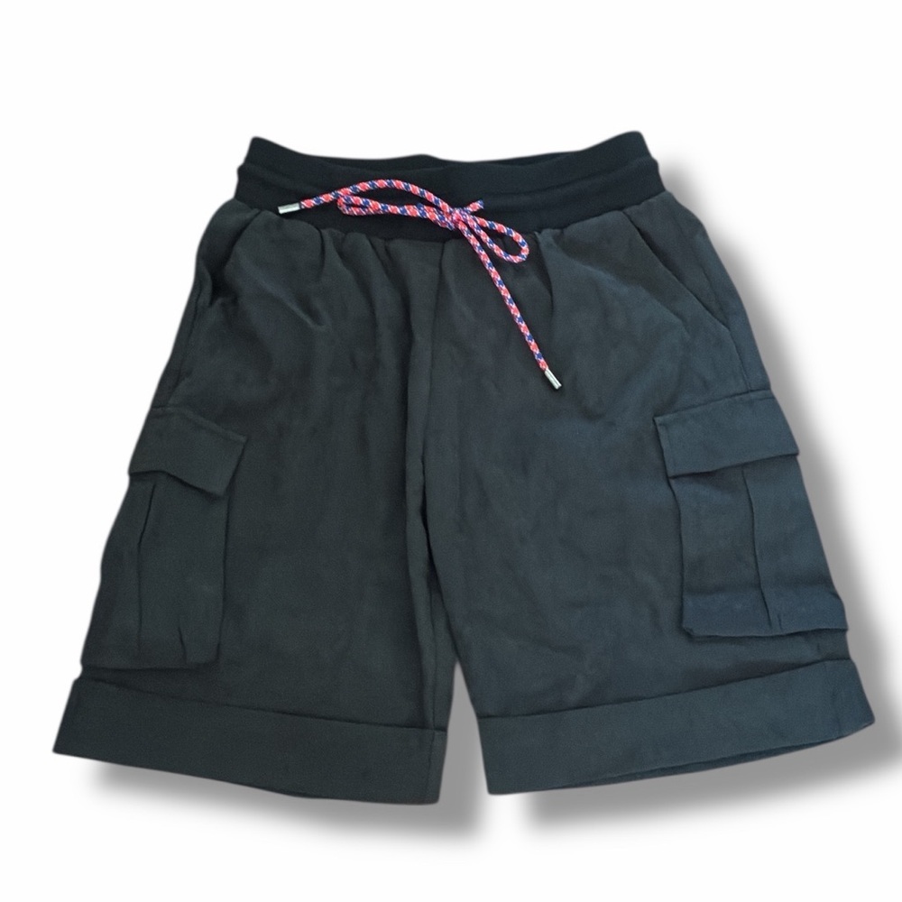 Choosy Black Sueded Pull On Drawstring Cargo Bermuda Shorts Size 2
